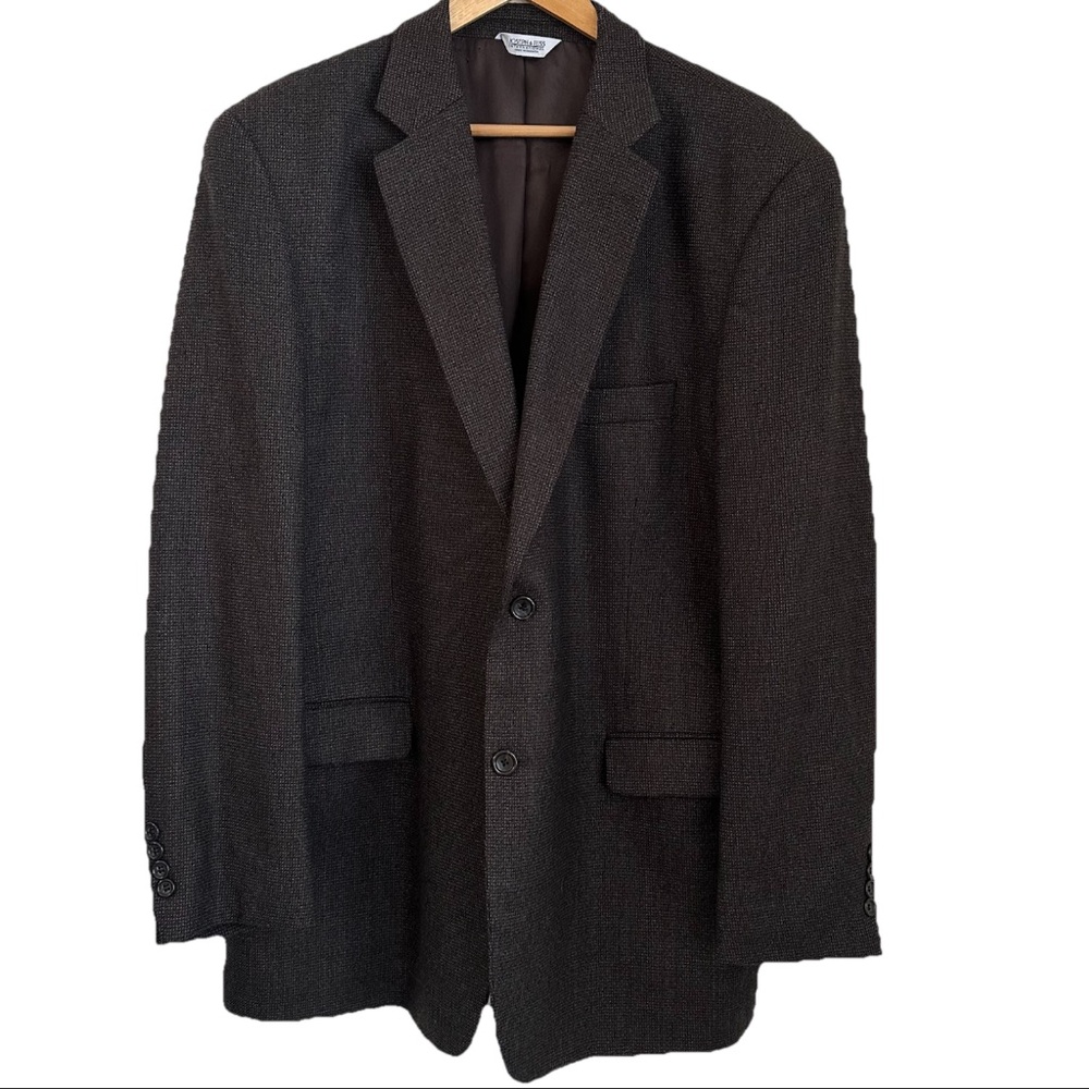 Vintage Joseph & Feiss 46L Lambswool Sports Coat Brown Grey 2-Button Men’s Wool